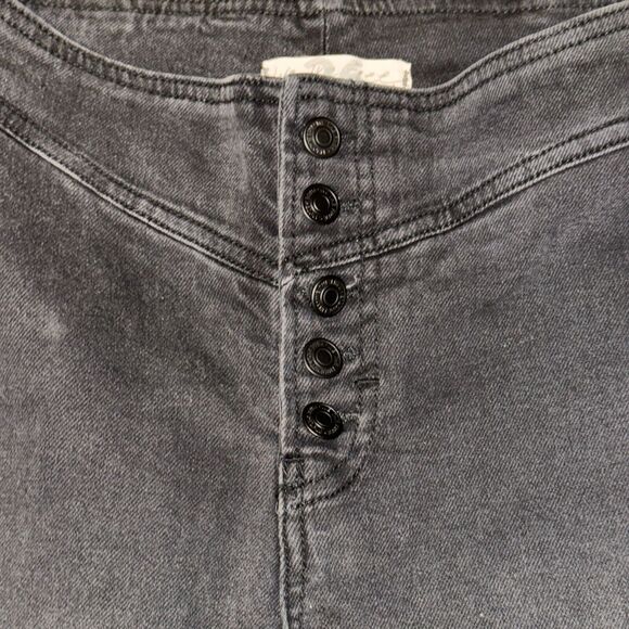 We The Free People Tex Slim Jeans Womens Size 26 Noir Black High Rise Button Fly - Picture 2 of 5